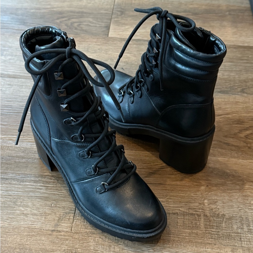 New! MARC FISHER Laboni Leather Combat Boots Size 7